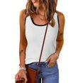 thumbnail image 2 of TSADFHJI Womens Tank Tops Summer Sleeveless Scoop Neck Ribbed Knit Color Block Basic Slim Fitted Tee Shirts Women's Bras Extra Small Booty Shorts Bras for Women Blue Bras for Women 2 Piece White S, 2 of 7