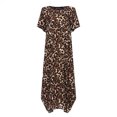 thumbnail image 4 of LOVZFMLL Robe Décontractée Mode Femme Imprimé Léopard Manches Courtes Col Rond Ample Marron P, 4 of 9