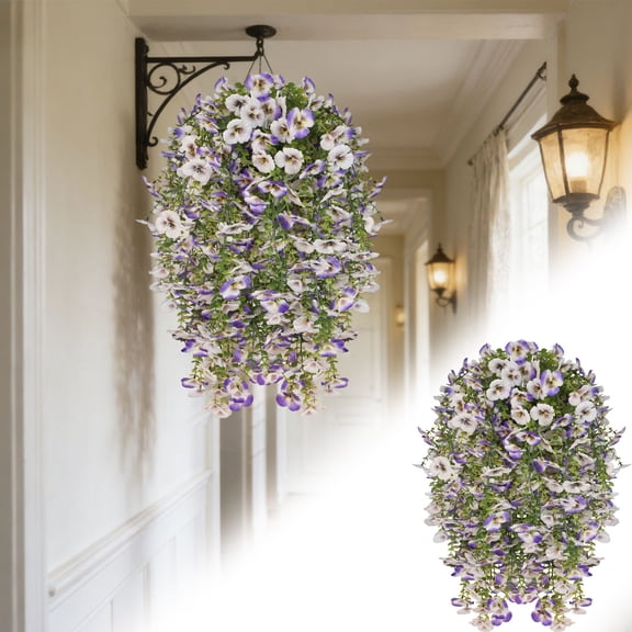 SeekLGT Faux Hanging Morning Glory Vine Artificial Flowers 69 Flower Heads Garland UV Resistant Outdoor Garden Porch Home All Seasons 1 Pack
