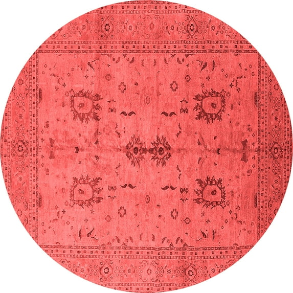 Ahgly Company Indoor Round Oriental Red Industrial Area Rugs, 3' Round