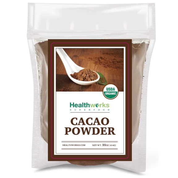 Healthworks Organic Cacao Powder, 1 lb (16 oz) - Peruvian Sourced, Non-GMO, Keto Friendly, Vegan