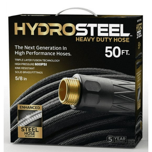 HydroSteel Heavy Duty Garden Hose Triple Layered Steel Garden Hose 50Ft