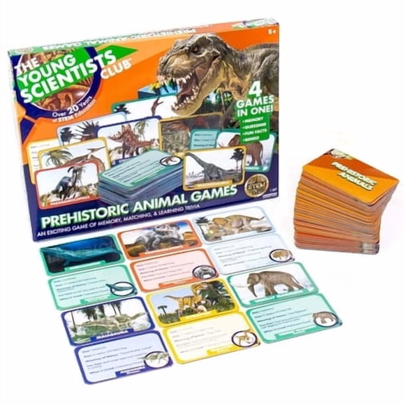 The Young Scientist Prehistoric Animal Card Games - 4 Games For Age 5 And Up: Matching Bingo Memory Trivia - Hands-On Educational Stem Fun For Kids