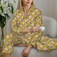 thumbnail image 4 of JUNZAN Wireless Antenna Icon1 Print Womens Pajama Sets,Long Sleeve Button Down for Women Pjs 2 piece, 4 of 5