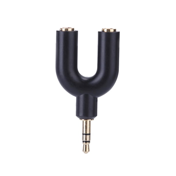 Adaptador de extensión de 3,5 mm 1 a 2 Divisor de audio para auriculares Negro