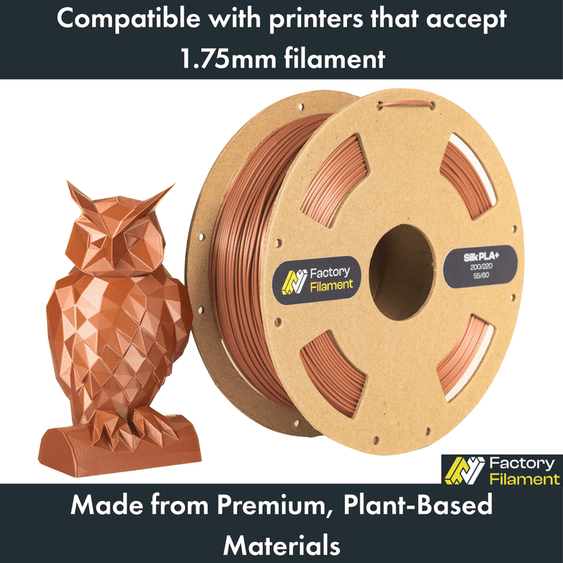 1.75mm Silk Copper PLA 3D Printer Filament, 1 KG Spool, Dimensional Accuracy +/- 0.02 mm, 3D Printing Filament