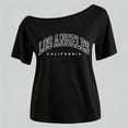 thumbnail image 4 of Girl's Off The Shoulder Shirt Top Los Angeles Graphic T-Shirt Short Sleeve T shirts Tee, 4 of 5