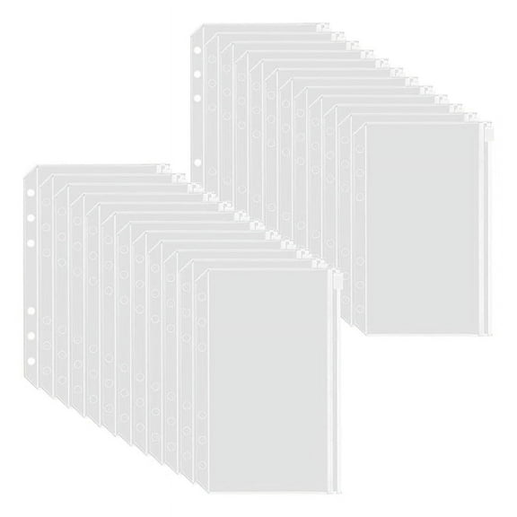 50PCS A6 Binder Pockets 6 Holes Binder Pouch Zipper Folders for 6-Ring Binder PVC Cash Budget Envelopes Zipper Bag