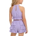 thumbnail image 6 of Amidoa Girls 2 Piece Outfits Summer Clothes Solid Color Cute Tank Top T-Shirt and Shorts Casual Kids Clothing Sets Purple Size 7, 6 of 9