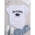 thumbnail image 2 of Camiseta para mujer con Cuello de veranoWomen's California Los Angeles Graphic T-Shirt - Black Casual Crew Neck Short Sleeve Tee with Mountain & Sun Design, Comfortable Summer Top for Casual AttireF, 2 of 7