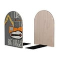 thumbnail image 2 of Zufioo I Like Big Digger Print Wooden Bookends, Metal Bookshelf Non-slip Bookends, Home Furnishings Suitable for Bookcases Offices, 2 of 8