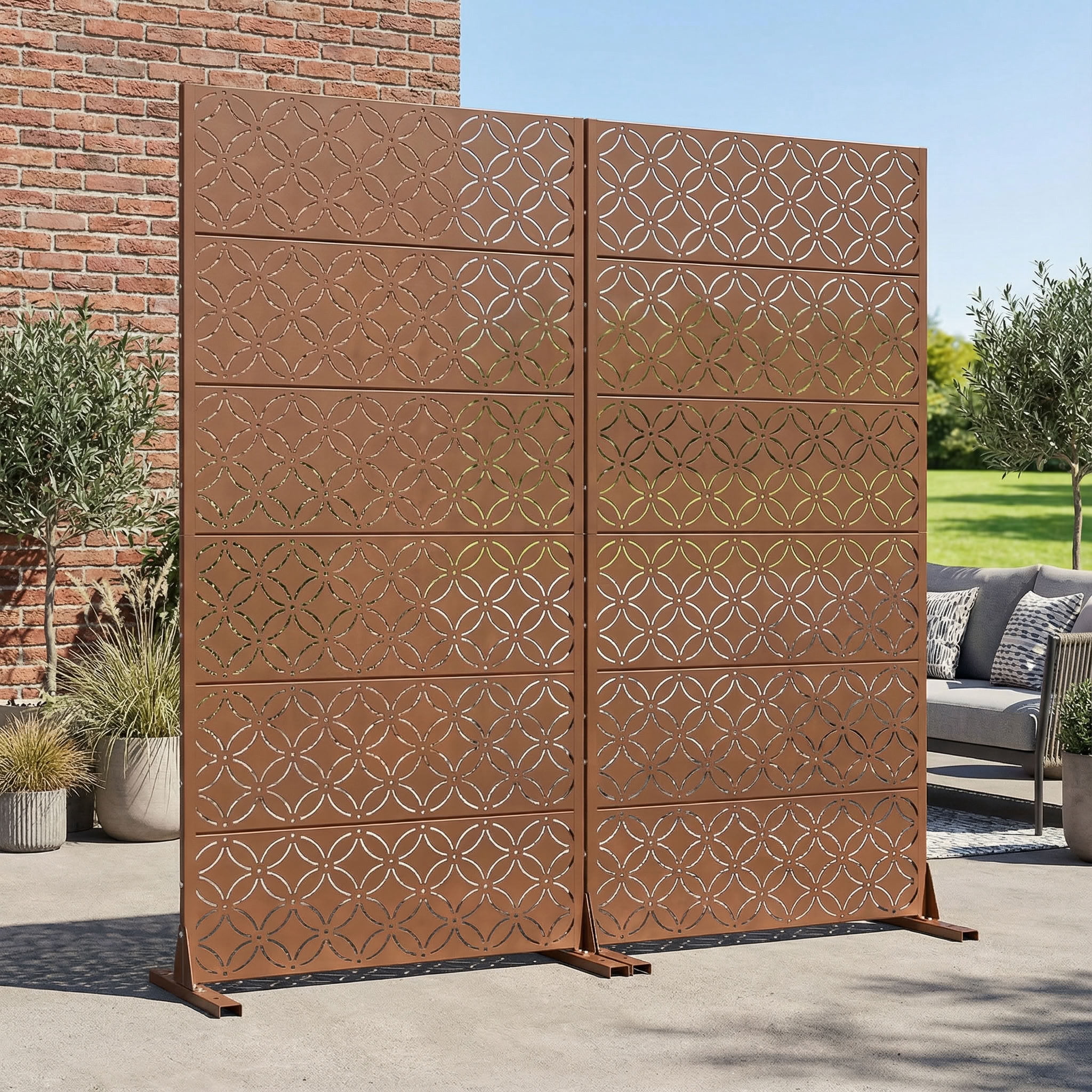 MAYEERTY 72*35in Outdoor Privacy Screen, All Season Metal Privacy Panel, Privacy Divider for Patio, Balcony, Backyard, Garden