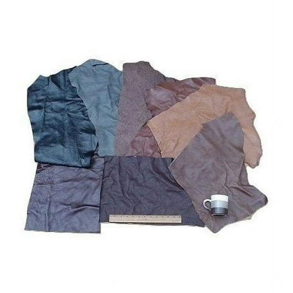 Scrap Upholstery Leather Mixed Jumbo Pieces Light Weight 6 Sf