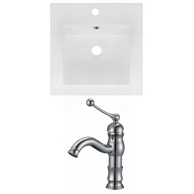 American Imaginations 16.5-in. W 1 Hole Ceramic Top Set In White Color AI-16021