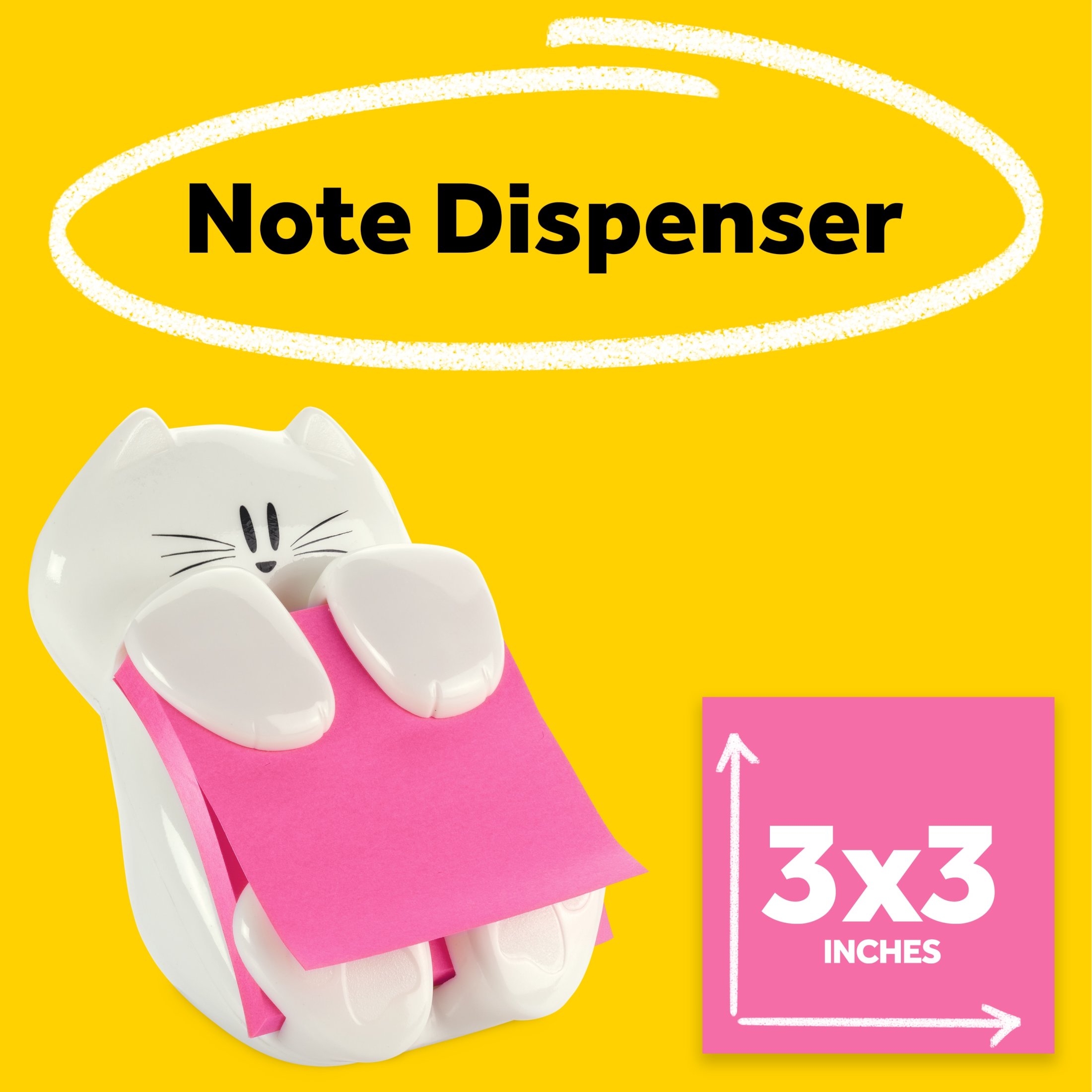 Post-it Note Dispenser, Cat Design, Pink Notes photo 2