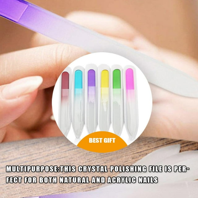 6PCS/Set Nail File Frosted Surface Lightweight Wear-resistant Sturdy Reusable with Frosted DIY Handicrafts Glass Nail Art Manicure Tools 9cm
