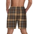 thumbnail image 2 of Lsque Mens Swim Trunks khaki coffee plaid Pattern - Bathing Suit Compression Liner - Beach Swim Shorts Swimwear - (S-3XL) - Stretch Quick Dry -X-Large, 2 of 9