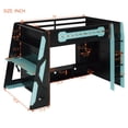 thumbnail image 4 of Full Size Wood Loft Bed with Desk, Multi-storage Shelves and RGB Light, Cloud Blue, 4 of 8