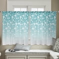 thumbnail image 4 of Weeping Flowers Sheer Curtains 54 Inches Length 2 Panels Set, Window Sheer Curtains for Living Room/Bedroom, Teal Ombre Spring Floral Botanical Art Light Filtering Rod Pocket Curtain 52'' x 54'' x 2, 4 of 7