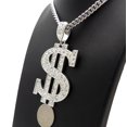 thumbnail image 3 of Stone Stud Dollar Sign with 6mm Cuban Chain Necklace, Silver-Tone, 24", 3 of 3