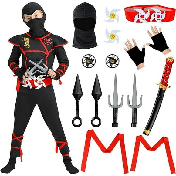 Disfraz de ninja YANSION Para niños Con ropa y accesorios Talla extragrande