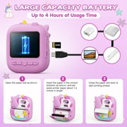 CAMCLID Kids Camera Instant Print, 2.4’‘ Instant Digital Camera with 32G Card & Print Paper, Birthday Gifts for Boys Girls Age 3-12(Purple)