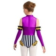 thumbnail image 4 of Manyakai Filles 2 Pcs Tenues de Cirque Patchwork Sequins Col Montant Sans Manches Combinaison avec Manches Violet 10, 4 of 7
