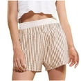 thumbnail image 2 of Crunowin Boxer Shorts for Women, Mid Waist Striped Pajama Lounge Shorts Elastic Bottoms Sleepwear Khaki L, 2 of 7