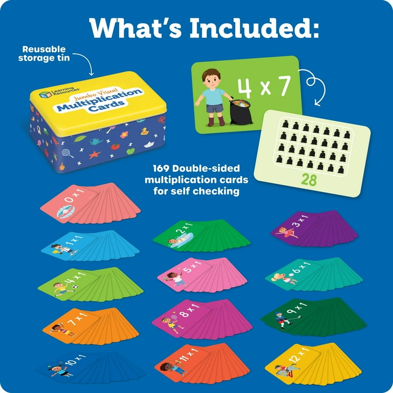 Learning Resources Jumbo Visual Multiplication Cards, 170 Pieces