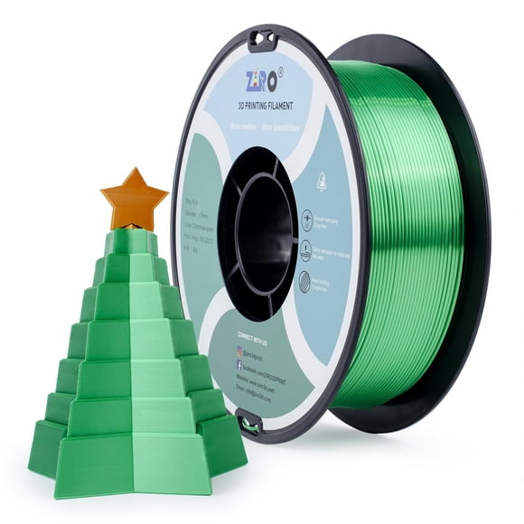 Filamento para impresora 3D ZIRO Silky PLA de 1,75 mm, color verde navideño