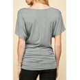 thumbnail image 4 of Made by Johnny Women's V Neck Short Sleeve Wrap Front Drape Dolman Top L HEATHER_GREY, 4 of 6