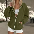 thumbnail image 2 of Giftesty Women's Solid Color Zipper Collared Hoodie-Free Short Length Warm Long Sleeve Athletic Sweatshirt Jacket for Daily Wear Casual Outings, 2 of 5