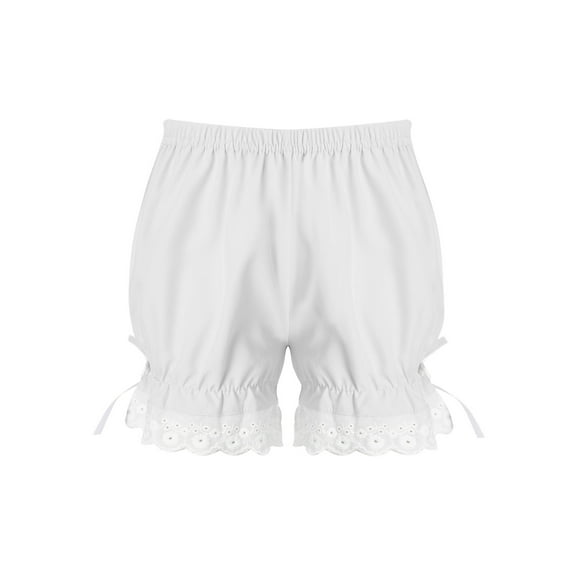 JanJean Kids Girls Ruffled Bloomers Shorts Cotton Lace Up Safety Short Pants Bottom Ruffled Bloomers White 120