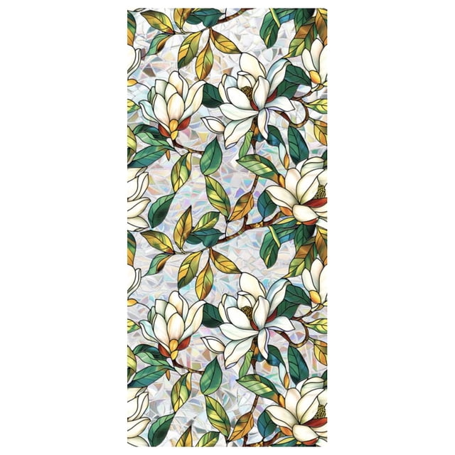 Película de privacidad para ventanas JOONOR, vitral retro con flores
