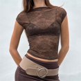 thumbnail image 6 of Endives Mesh Short Sleeve Tops for Women Slim Fit Crop Tops Shirt See Through Lace Going Out Top Club Wear T Shirts for Women L, 6 of 7