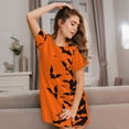 thumbnail image 3 of Fuzoiu Halloween Bats Print Women Nightgowns, Soft Comfy Lightweight Short Sleeves Sleepwear,Crew Neck Loungewear, 3 of 6