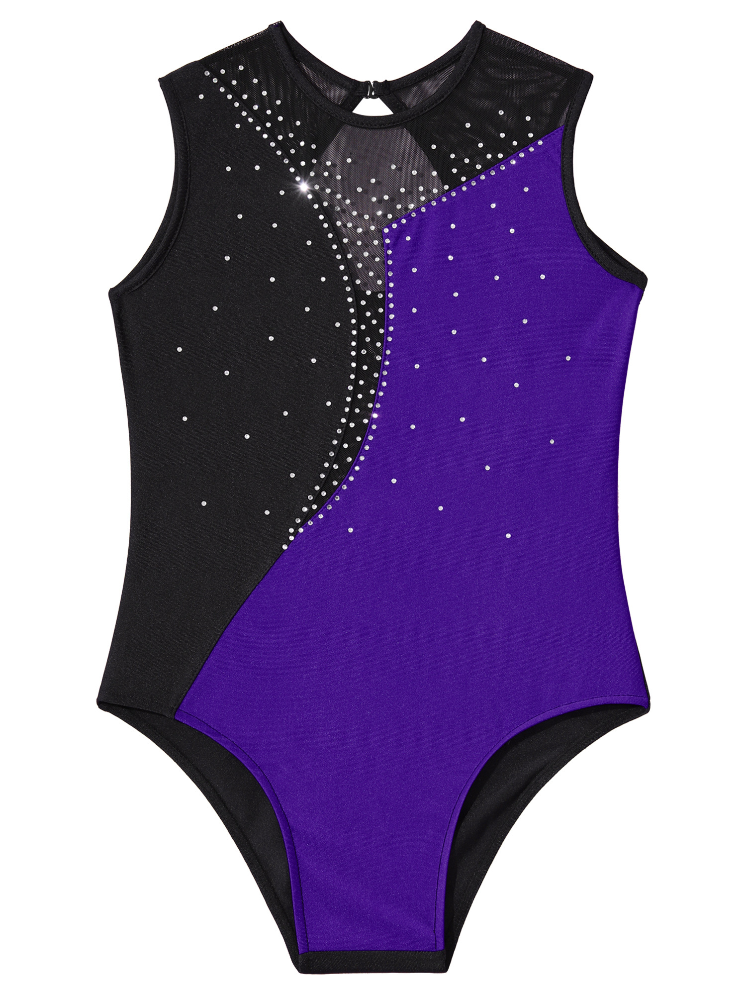 Tenue De Danse Pour Fille - Justaucorps Sans Manches + Short, Strass, Polyester/élasthanne, Compétition
