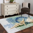 thumbnail image 3 of 3'x5' Rug for Living Room Bedroom, Blue Coastal Starfish Washable Area Rugs Non-Slip Carpet Mats, Grey Sage Green Nautical Coral Summer Indoor Low Pile Area Rug Runner for Kitchen, Mudroom, 3 of 8