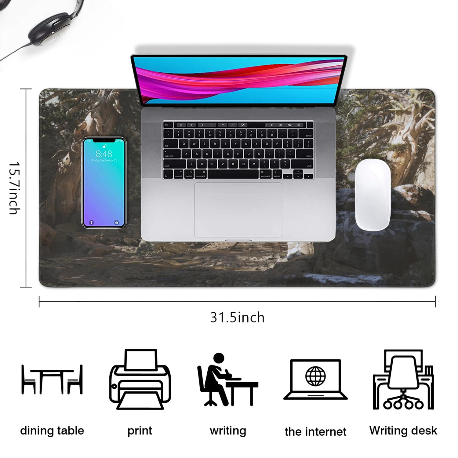 Wukong Gaming Mouse Pad No Skid Fashion Rubber Mousepads for Table Desk Alpine Scenery Big Trees ) Mousepad Gaming for Computer Wireless Mouse Decoration (31.5x15.7in)
