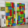thumbnail image 4 of ICMOLYYENLO Kids Building Blocks Toy Curtains for Kids Room W42 x L54 Inch Rod Pocket Contour Plastic Colorful Toy Bricks Geometric Print Pattern Curtains for Boys Girls Bedroom 2 Panels, 4 of 8