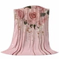 thumbnail image 6 of Pink Roses Romantic Blanket Soft Cozy Warm Throw Blanket for Couch, Plush Fuzzy Flannel Fleece Blankets for Sofa, Watercolor Botanical Floral Bed Blankets Lightweight Gifts for Women, 40"x60", 6 of 9