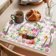 thumbnail image 3 of Easter Placemats Set of 8 Watercolor Eggs Floral Botanical Butterfly Pink Plaid Place Mats Indoor Wipeable Table Mats Washable Dining Table Placemats for Kitchen Holiday Party Home Decor 13x19 Inch, 3 of 9