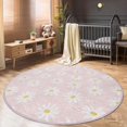 thumbnail image 2 of Floral Round Nursery Carpet, Daisy Flower Kids Room Rug, 3x3 ft Diameter, Pink Rug for Toddler Girl, Anti-Slip Baby Room Rug, Washable Girls Room Carpet, 2 of 5