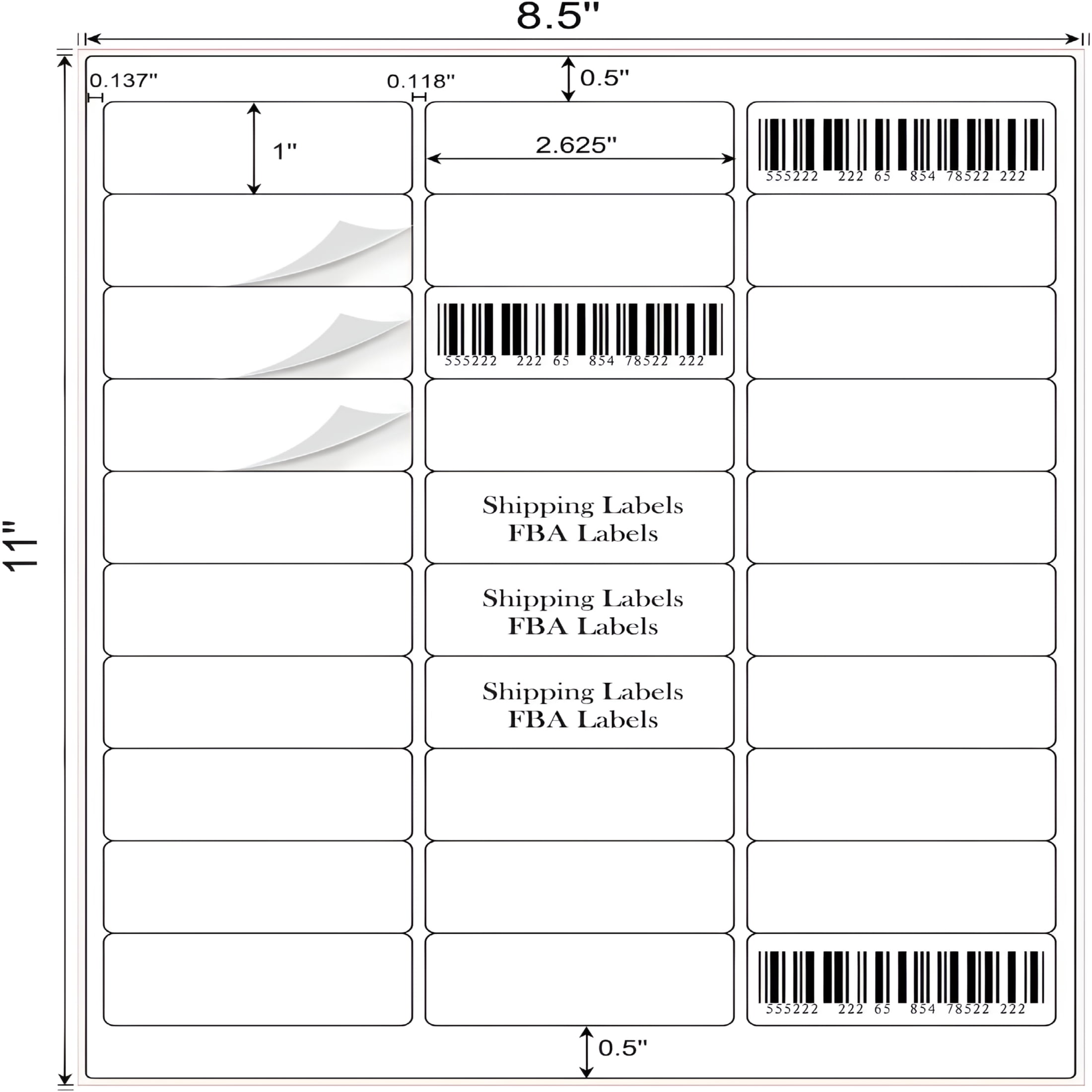 CCOCC 1"X 2-5/8"Address Labels 3000 Labels Sticker Paper for Laser/Ink Jet Printer Mailing Labels 8.5"×11"White 30 Per Sheet