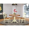 thumbnail image 2 of East West Furniture Dublin 3-piece Dining Set with Solid Pedestal in Cream, 2 of 5