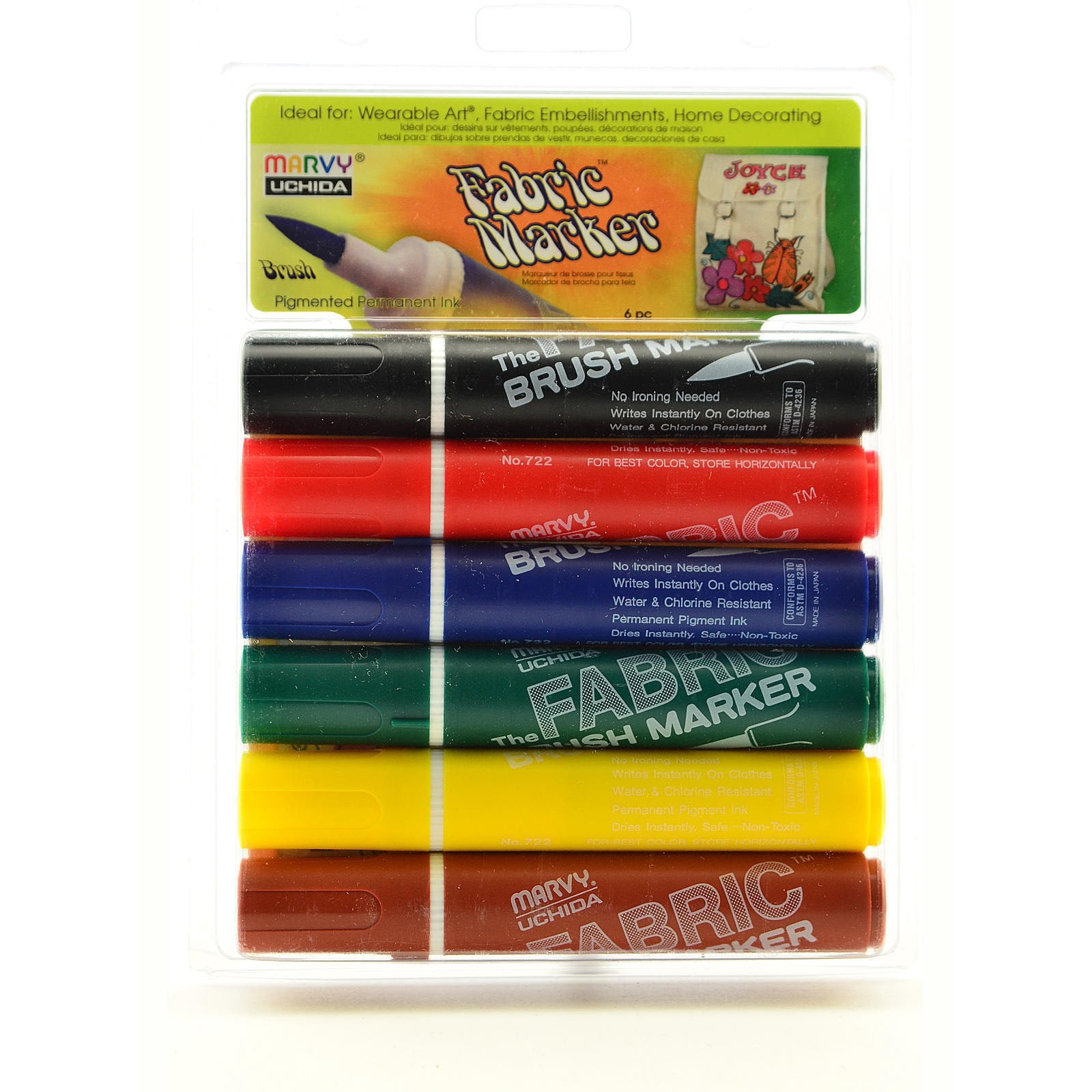 Fabric Brush Markers Set pastel, set of 6 (pack of 2)