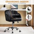 thumbnail image 3 of OWNEN Cute Petal Desk Chair Home Office Chair Swivel Leather Desk Chair Makeup Vanity Chair with Armrests for Bedroom Modern Computer Rolling Chair for Women Black,Faux Leather, 3 of 9
