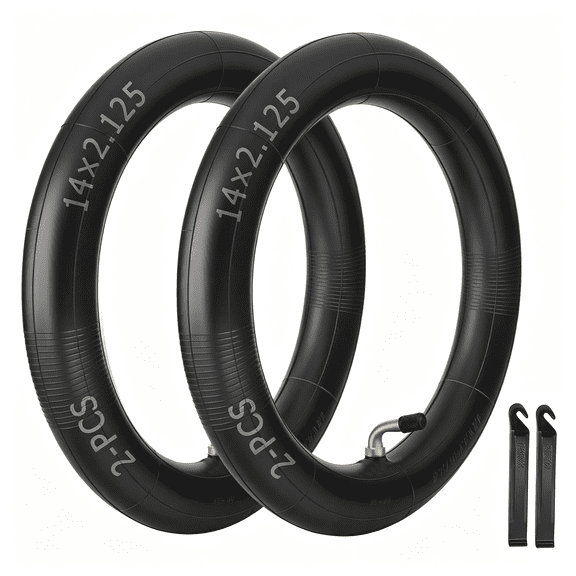 LADYGYM 2-Pack 14X2.125 Heavy-Duty Bike Inner Tubes with 2 Tire Levers - Schrader Valve for Small Bicycles & Scooters