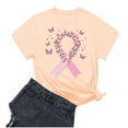 thumbnail image 3 of Frostluinai Breast Cancer Awareness Shirts for Women Pink Ribbon Crew Neck T Shirts Inspirational Short Sleeve Tops In October Shirt, 3 of 4