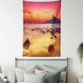 thumbnail image 4 of Ocean Tapestry, Digital Photo of Mystical Sunrise over the Sea with Stones and Cliffs Idyllic Spot, Wall Hanging for Bedroom Living Room Dorm Decor, 60W X 80L Inches, Orange Yellow, by Ambesonne, 4 of 5
